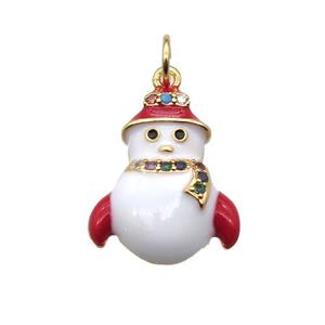 copper Snowman pendant paved zircon, gold plated, approx 14-19mm