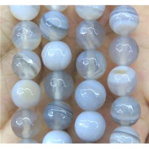 gray striped agate beads, faceted round, approx 4mm dia