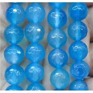 skyblue agate bead, faceted round, approx 8mm dia