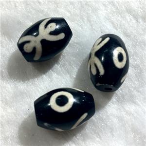 black tibetan style agate beads, oval, approx 10x14mm