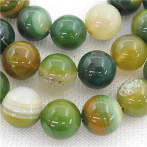 round striped Agate Beads, green, approx 4mm dia