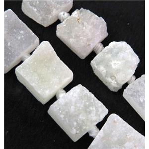 white druzy quartz bead, square, approx 15x15mm