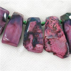 pink rock agate collar beads, graduated, trapezia, approx 18-40mm