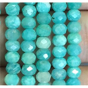 green Russian Amazonite beads, faceted rondelle, approx 3x5mm