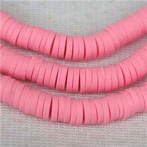 pink Fimo Polymer Clay heishi beads, approx 6mm dia
