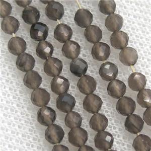 tiny Smoky Quartz beads, faceted round, approx 4mm dia