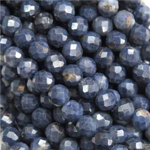 Darkblue Natural Sapphire Beads Faceted Round AA-Grade, approx 4mm dia