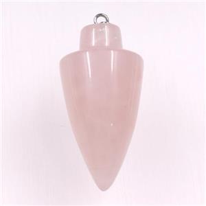 rose quartz pendants, bullet, approx 18-35mm