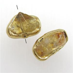 yellow citrine beads, 24K gold plated, approx 12-16mm