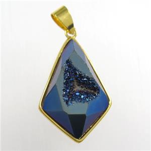 blue Druzy Agate teardrop pendant, approx 16-25mm