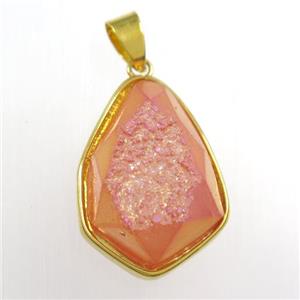 red Druzy Agate teardrop pendant, approx 16-23mm