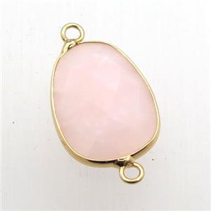 Rose Quartz teardrop connector, approx 16-22mm
