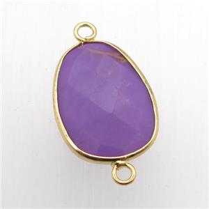 puple Jade teardrop connector, dye, approx 16-22mm