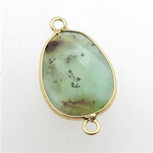 green Australian Chrysoprase teardrop connector, approx 16-22mm