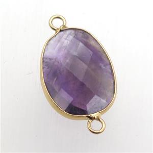 purple Amethyst teardrop connector, approx 16-22mm