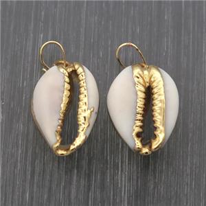 white Conch Shell pendants, gold plated, approx 10-20mm