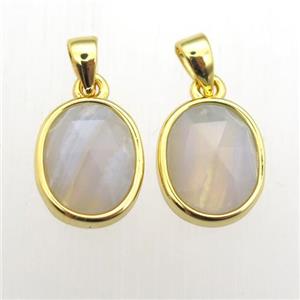 Blue Lace Agate oval pendant, approx 9-11mm