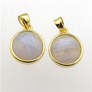 Blue Lace Agate circle pendants, approx 11mm dia