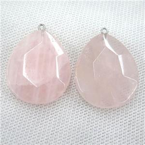 Rose Quartz teardrop pendant, approx 30-38mm