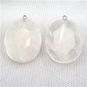Clear Quartz oval pendant, approx 30-38mm