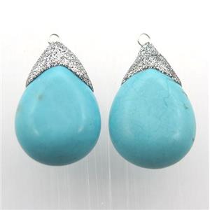 blue Turquoise teardrop pendant, approx 15-22mm