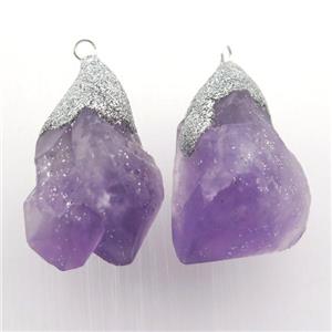 purple Amethyst pendant, freeform, approx 15-30mm