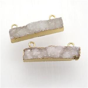 white Quartz Druzy pendant with 2loops, rectangle, approx 7-30mm