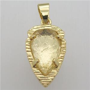 clear quartz crystal teardrop pendant, gold plated, approx 13-21mm