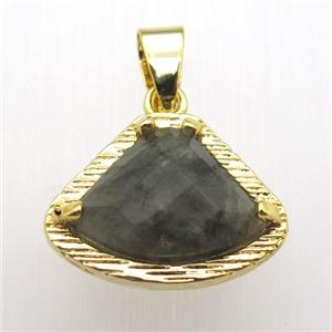 labradorite fan pendant, gold plated, approx 15-20mm