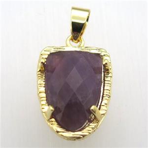 purple amethyst tongue pendant, gold plated, approx 15-20mm