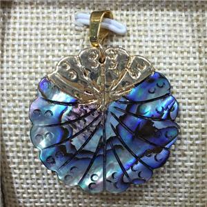 abalone shell pendant, approx 32mm dia