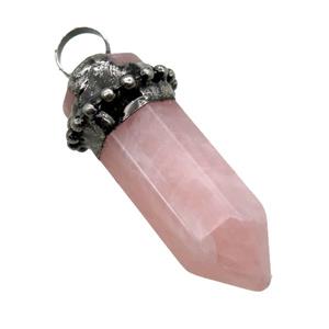 Rose Quartz bullet pendant, approx 14-50mm