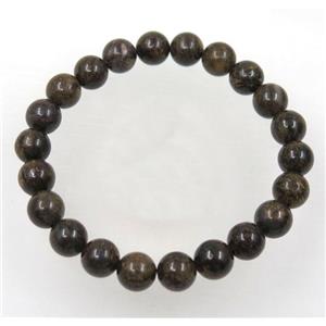 round Bronzite bead bracelet, stretchy, approx 8mm, 60mm dia