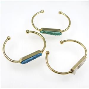 mixed druzy agate bangle, copper, gold plated, approx 40-60mm