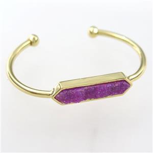 druzy quartz copper bangle, gold plated, approx 40-60mm