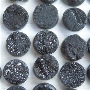 druzy quartz cabochon, round, approx 10mm dia