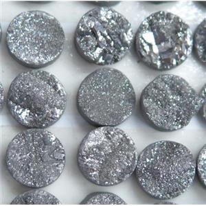 druzy quartz cabochon, round, approx 10mm dia