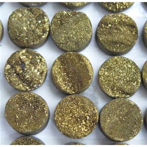 druzy quartz cabochon, round, approx 10mm dia