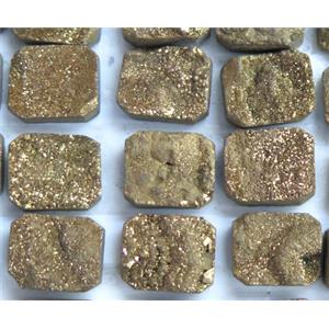 druzy quartz cabochon, rectangle, approx 8x10mm dia