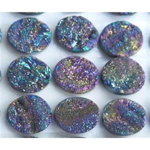 druzy quartz cabochon, oval, approx 10x12mm