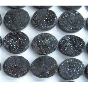 druzy quartz cabochon, oval, approx 10x12mm