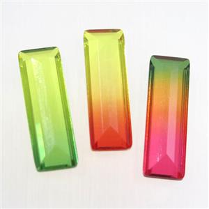 synthetical Tourmaline cabochon, no hole, rectangle, mix color, approx 8-24mm