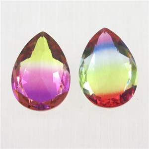 synthetical multicolor Tourmaline cabochon, no hole, teardrop, approx 13x18mm