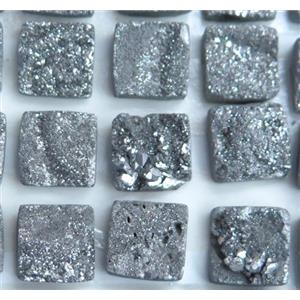 druzy quartz cabochon, square, approx 8x8mm