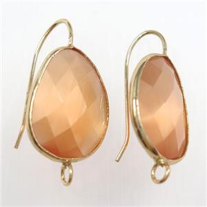orange glass crystal earring with loop, gold plated, approx 15-20mm