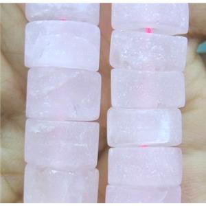 matte rose quartz bead, heishi, approx 14-16mm dia