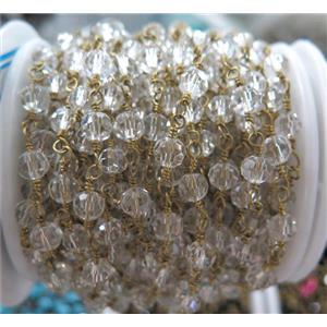 handmade rosary chain with crystal glass bead, approx 4mm dia