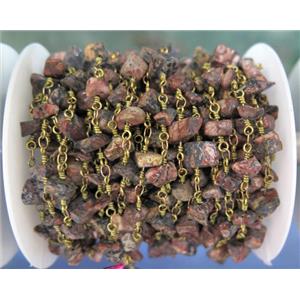 handmade rosary chain with leopardskin jasper chip bead, approx 8-12mm