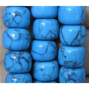 Blue Synthetic Turquoise Beads Barrel, approx 8x10mm