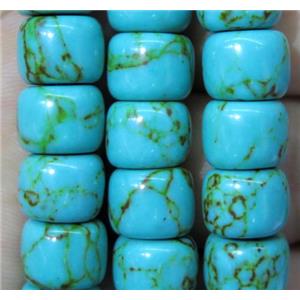 Synthetic Turquoise Beads Barrel, approx 8x10mm